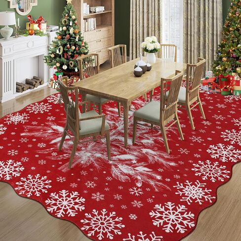Homcomoda Christmas Area Rug 5x8 Clearance Red Washable Rugs for Living Room Non Slip Printed Bedroom Rugs 5x8 Accent Rug for Bedroom Entryway Dining Room Christmas Decor in Kuwait