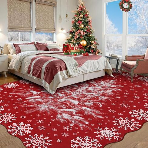Homcomoda Christmas Area Rug 5x8 Clearance Red Washable Rugs for Living Room Non Slip Printed Bedroom Rugs 5x8 Accent Rug for Bedroom Entryway Dining Room Christmas Decor in Kuwait