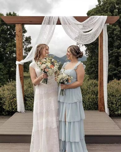 Tiered Ruffles Bridesmaid Dresses with Slit A Line Chiffon Prom Dress for Women Spaghetti Straps Formal Evening Gown in Saudi Arabia