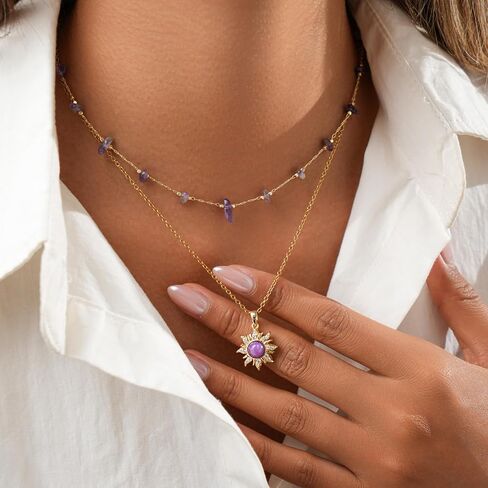 Rapunzel Sun Necklace for Women Purple Tangled Necklace Gold Sun Choker Healing Crystal Jewelry for Movie Fans in Kuwait