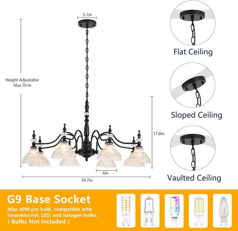 Vintage Gold Chandelier 3-Light Farmhouse Hanging Light Fixture with Glass Lampshade 25'' Large Rustic Chandelier for Living Room, Dining Room, Bedroom, Entryway, G9 Base in Saudi Arabia