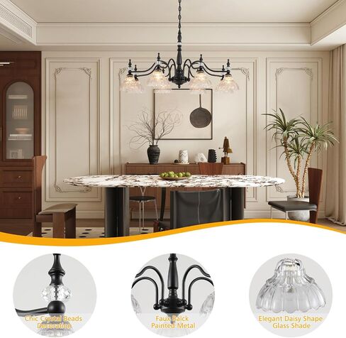 Vintage Gold Chandelier 3-Light Farmhouse Hanging Light Fixture with Glass Lampshade 25'' Large Rustic Chandelier for Living Room, Dining Room, Bedroom, Entryway, G9 Base in Saudi Arabia
