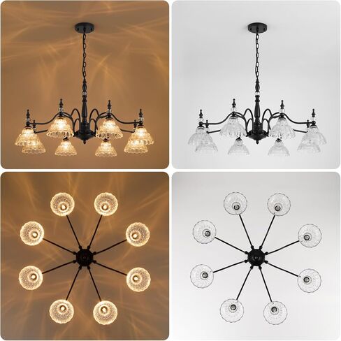 Vintage Gold Chandelier 3-Light Farmhouse Hanging Light Fixture with Glass Lampshade 25'' Large Rustic Chandelier for Living Room, Dining Room, Bedroom, Entryway, G9 Base in Saudi Arabia