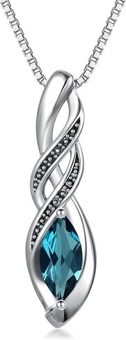 Vintage Infinity Birthstone Necklace 925 Sterling Silver 10 * 5mm Marquise Cut Birthstone Pendant Necklace with 18+2 inch Chain for Women in Kuwait