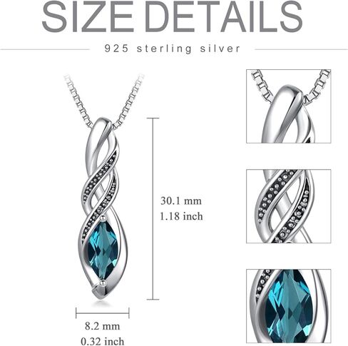 Vintage Infinity Birthstone Necklace 925 Sterling Silver 10 * 5mm Marquise Cut Birthstone Pendant Necklace with 18+2 inch Chain for Women in Kuwait