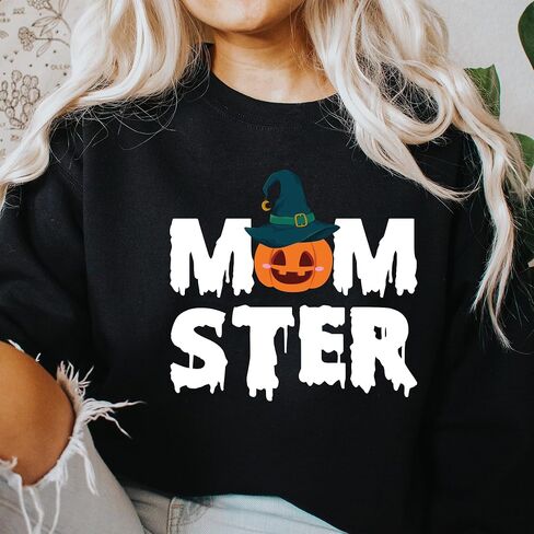 Momster Halloween Shirt for Women, Funny Halloween Shirt and Pumpkin Mom T-Shirt, Halloween Crewneck Sweater, Spooky Season Fall Sweatshirt in Saudi Arabia