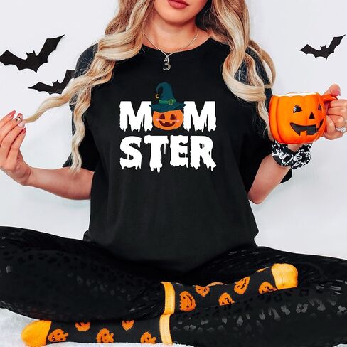 Momster Halloween Shirt for Women, Funny Halloween Shirt and Pumpkin Mom T-Shirt, Halloween Crewneck Sweater, Spooky Season Fall Sweatshirt in Saudi Arabia