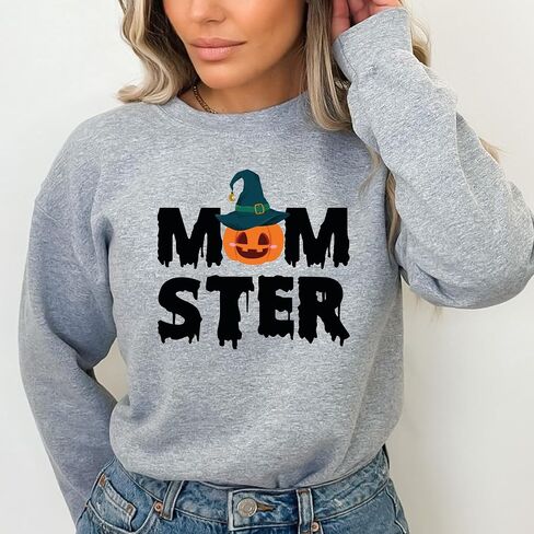 Momster Halloween Shirt for Women, Funny Halloween Shirt and Pumpkin Mom T-Shirt, Halloween Crewneck Sweater, Spooky Season Fall Sweatshirt in Saudi Arabia