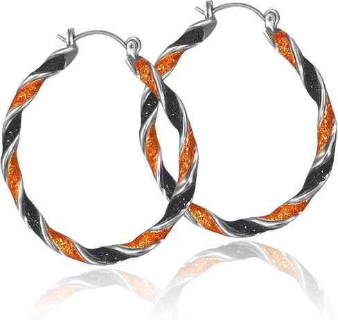 Halloween Earrings for Women Halloween Hoop Earrings Shining Halloween Black Orange Twisted Earrings Halloween Party Earrings Halloween Theme Jewelry in Kuwait