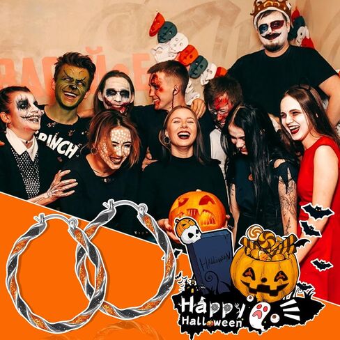 Halloween Earrings for Women Halloween Hoop Earrings Shining Halloween Black Orange Twisted Earrings Halloween Party Earrings Halloween Theme Jewelry in Kuwait