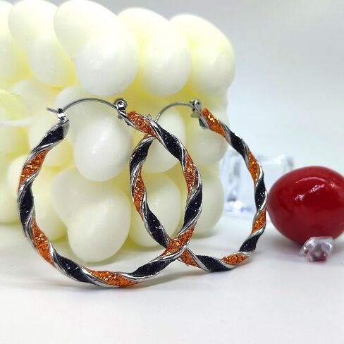 Halloween Earrings for Women Halloween Hoop Earrings Shining Halloween Black Orange Twisted Earrings Halloween Party Earrings Halloween Theme Jewelry in Kuwait