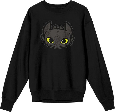 How to Train Your Dragon Franchise - Toothless Head Vector Graphic on Adult Black Crew Neck Sweatshirt in Saudi Arabia