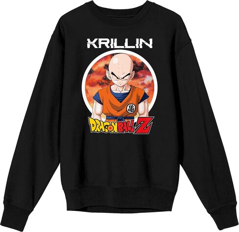 Dragon Ball Z Krillin Adult Black Crew Neck Long Sleeve Sweatshirt in Saudi Arabia