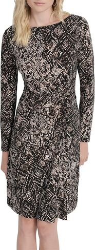 DKNY Women's Long Sleeve Jewel Neck Twist Front Detail Mini Dress in Saudi Arabia