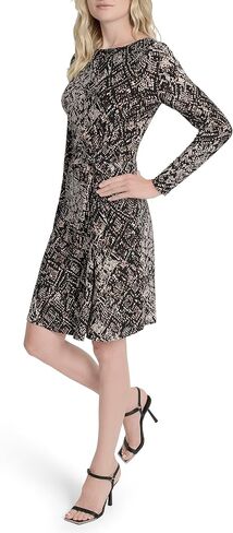DKNY Women's Long Sleeve Jewel Neck Twist Front Detail Mini Dress in Saudi Arabia