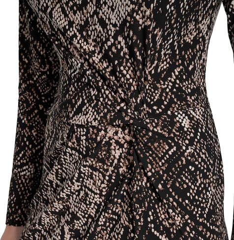 DKNY Women's Long Sleeve Jewel Neck Twist Front Detail Mini Dress in Saudi Arabia