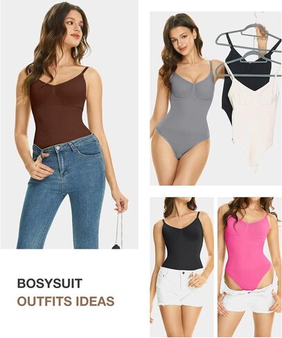Lover-Beauty 3 Pack Bodysuits for Women Ribbed Thong V Neck Sculpting Shapewear in Saudi Arabia