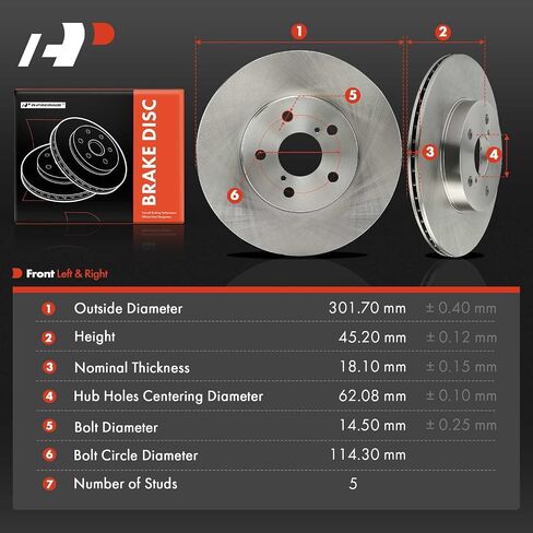 A-Premium 11.88 inch (301.7mm) Front Vented Disc Brake Rotors Compatible with Select Toyota Models - RAV4 1996-2003, 2-PC Set in Saudi Arabia