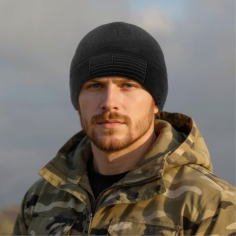 American Fleece Watch Cap, American Flag Tactical Beanie for Boys Men's Warm Winter Hat Beanie in Kuwait