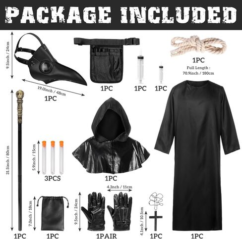 Plague Doctor Halloween Costume Adult Men White,8 Pcs Plague Doctor Outfit with Mask for Mens Halloween Costumes in Saudi Arabia