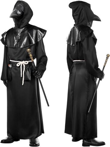 Plague Doctor Halloween Costume Adult Men White,8 Pcs Plague Doctor Outfit with Mask for Mens Halloween Costumes in Saudi Arabia