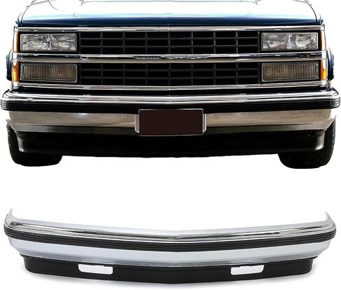 شريط وجه المصد الأمامي من KUAFU + حافة ممتصة للصدمات + عاكس هواء سفلي متوافق مع 1988-2000 Chevy Silverado GMC Sierra C/K 1500 2500 3500 Suburban Yukon Blazer لاستبدال 15574111 15574113 GM1090105 in Saudi Arabia
