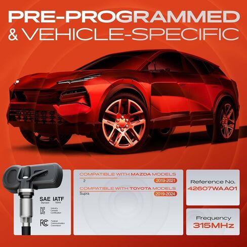 A-Premium 4PCS Pre-Programmed TPMS Sensor Tire Pressure Monitoring Sensor - Compatible with Mazda 2 2019-2021 & Toyota Supra 2019-2024 - 315MHz - Replace 42607WAA01 in Saudi Arabia
