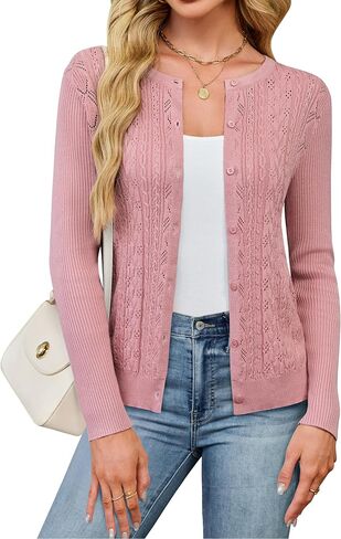Blooming Jelly Women's Cardigan Sweaters Lightweight Cable Knit Ribbed Cardigans 2025 Fall Button Down Sweater Tops in Kuwait