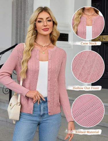 Blooming Jelly Women's Cardigan Sweaters Lightweight Cable Knit Ribbed Cardigans 2025 Fall Button Down Sweater Tops in Kuwait