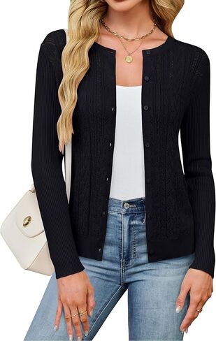 Blooming Jelly Women's Cardigan Sweaters Lightweight Cable Knit Ribbed Cardigans 2025 Fall Button Down Sweater Tops in Saudi Arabia