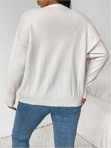 OYOANGLE Women's Plus Size Cherry Print Cardigan Sweater V Neck Button Up Sweater Jacket Fall Winter Coats in Saudi Arabia