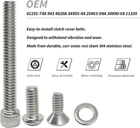 304 Stainless Steel Clutch Primary Cover Bolt Kit, Seal and O-Ring Kit for Harley Sportster 1200 883, Low Roadster Iron Supe Forty Eight OEM #41191-74A 943 4820A in Saudi Arabia