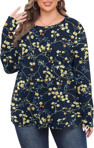 Lastshe Plus Size Fall Long Sleeve Tops for Women Loose Casual Tunic Shirts Pleated Fashion Lightweight Sweaters 2025 in Kuwait