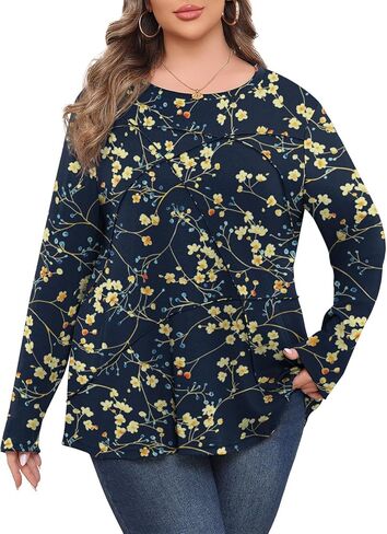 Lastshe Plus Size Fall Long Sleeve Tops for Women Loose Casual Tunic Shirts Pleated Fashion Lightweight Sweaters 2025 in Kuwait