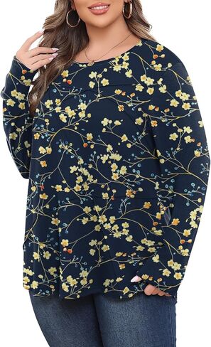 Lastshe Plus Size Fall Long Sleeve Tops for Women Loose Casual Tunic Shirts Pleated Fashion Lightweight Sweaters 2025 in Kuwait