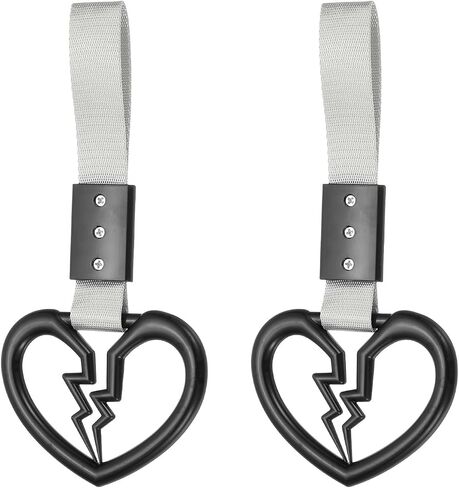 PATIKIL 2Pcs Broken Heart Shaped Car Handle Straps, Car Hanging Accessories Bumper Warning Ring Drift Charm for Auto Decor Interior Exterior Decoration, Red in Saudi Arabia