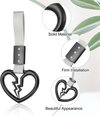 PATIKIL 2Pcs Broken Heart Shaped Car Handle Straps, Car Hanging Accessories Bumper Warning Ring Drift Charm for Auto Decor Interior Exterior Decoration, Red in Saudi Arabia