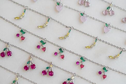 Fruit Charm Bracelet for Women, 18K Gold Plated or Silver, Adjustable Chain with CZ Crystal Strawberry, Pineapple, Watermelon, Mixed Fruit Charms in Saudi Arabia