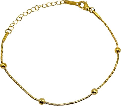 Dainty Gold Beaded Snake Chain Bracelet – Minimalist Trendy Jewelry for Women, Gift-Ready in Saudi Arabia
