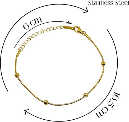 Dainty Gold Beaded Snake Chain Bracelet – Minimalist Trendy Jewelry for Women, Gift-Ready in Saudi Arabia