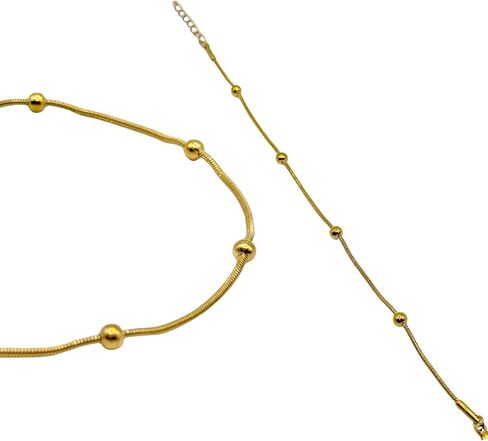 Dainty Gold Beaded Snake Chain Bracelet – Minimalist Trendy Jewelry for Women, Gift-Ready in Saudi Arabia