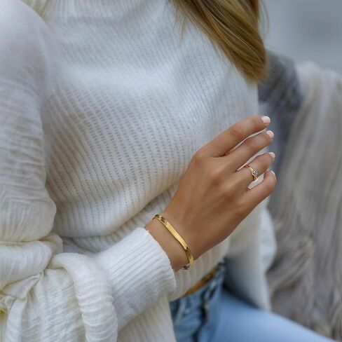 18K Gold Over Herringbone Bracelet Anklet for Women, 18k Gold PVD Coating Yellow Herringbone Ankle Bracelet - Everyday Wear Non-Tarnish, Waterproof Sweatproof Dainty Bracelet for Men Women in Kuwait