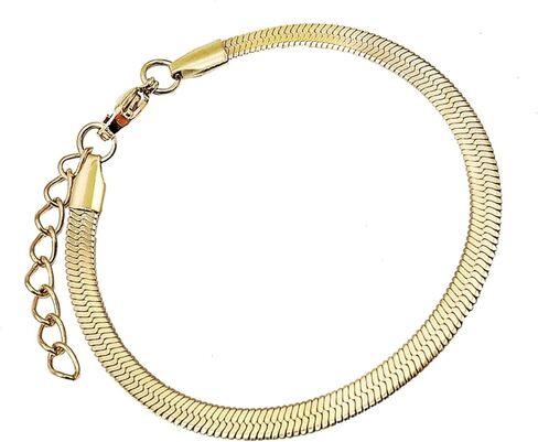 18K Gold Over Herringbone Bracelet Anklet for Women, 18k Gold PVD Coating Yellow Herringbone Ankle Bracelet - Everyday Wear Non-Tarnish, Waterproof Sweatproof Dainty Bracelet for Men Women in Kuwait