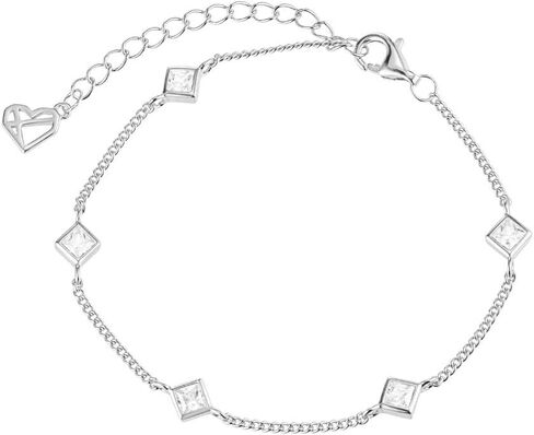CAITLYNMINIMALIST 18K Gold Plated Sterling Silver CZ Diamond Lily Multi Charm Mini Dainty Cluster Station Bracelet for Women in Saudi Arabia
