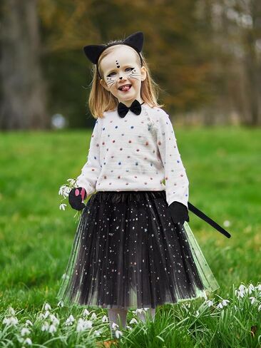 Eurzom 2 Set Cat Costume Set for Kids Include Cat Ear Headband Tutu Skirt Bowtie Paw Gloves Tail Girl Cosplay for Halloween in Saudi Arabia