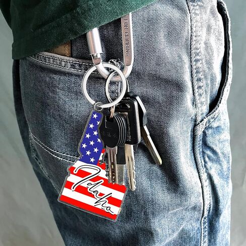 Idaho Souvenirs Keychain With Key Ring - American Flag Keychain, Key Holder For Gifts,Souvenirs From Usa,Spot M in Saudi Arabia