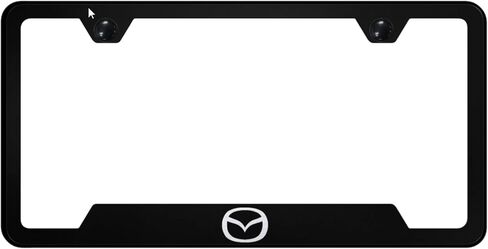 Au-TOMOTIVE GOLD Laser Etched Logo Cut-Out License Plate Frame for Mazda (Black) in Saudi Arabia