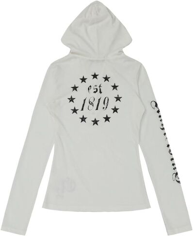 Women's Y2K Vintage Gothic Letter Graphic Slim Fit Long Sleeve Lightweight Sheer Mesh Hoodie T Shirt in Saudi Arabia