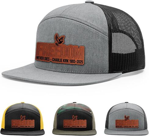 Freedom Never dies Charlie kirk 1993-2025 Hat, Justice for Charlie Kirk Hat, 168 Style Trucker Leather Patch Hat for Men & Women, 7 Panel Baseball Cap with Snapback Enclosure in Saudi Arabia