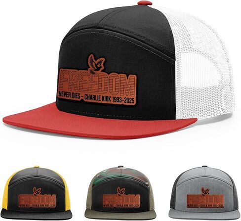 Freedom Never dies Charlie kirk 1993-2025 Hat, Justice for Charlie Kirk Hat, 168 Style Trucker Leather Patch Hat for Men & Women, 7 Panel Baseball Cap with Snapback Enclosure in Saudi Arabia